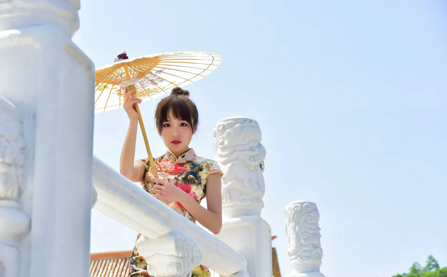 [Mzsock] NO.189 Miao Wanyu floral short cheongsam with high heels and beautiful legs street photography#[68P]-13